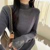 Suéter Jersey de Punto con Cuello Alto y Cuentas para Mujer Otoño e Invierno 2024 Nuevo Diseño Sentido Color Sólido Slim Top Base