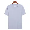 Top unisex liso de manga corta, cuello redondo, 230g, 21 hilos, peinado compacto, hilado siro, algodón puro, simple, versátil