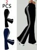 Calça Esportiva Flare com Listras Laterais Versátil Mais Vendida na Amazon para Mulheres, Outono e Primavera, Solta, com Caimento, Perna Larga, Casual