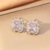 [Conjunto] Colar Geométrico Popular Transfronteiriço de Aço Titânio Incrustado de Diamantes Brincos Femininos Luxo Acessível Alta Moda Corrente Clavicular Joias