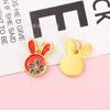 Pulseira de pingente de gota de óleo de liga de caracteres chineses criativos estilo chinês de areia dourada pulseira de pingente de corda faça você mesmo materiais artesanais
