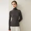 Macio e amigo da pele, malha sem costura, suéter 100% cashmere puro, gola alta feminina, camada base justa, suéter interno