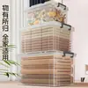 Caja de almacenamiento para libros viejos para uso doméstico, con asa, a prueba de polvo, transparente, gran capacidad, adecuada para dormitorios y estudiantes, para organizar libros