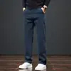 Pantalones de hombre, nueva colección otoño/invierno 2026, forrados de polar y engrosados, casuales, corte holgado, pierna recta, estilo de negocios, pantalones cálidos para hombre