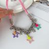 Colar com Pingente Estrela Colorida de Dopamina Doce Cool Spice Girl Design de Nicho Corrente para Clavícula Colar Elegante da Moda Trendy