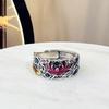 Anillo de loto blanco elegante antiguo koi Loto plata de ley vintage color combinable artesanía de aceite dedo índice artístico clásico