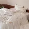 Funda Nórdica Estilo Bosque de 50 Hilos de Algodón de Fibra Larga Doble Hilo con Exquisito Bordado, Estilo Juvenil, con Textura Sedosa y Delicada, Juego de Ropa de Cama