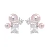 Pendientes Cuadrados de Zirconia y Perla Dulces, de Moda, Individuales, Exquisitos, de Gama Alta, Elegantes, de Temperamento, Versátiles para Mujer
