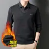 Ropa de Invierno para Hombre de Piel de Hurón, Gruesa con Forro Polar, Camisa Polo de Manga Larga Falsa de Dos Piezas, Camiseta Base Casual para Hombres de Mediana Edad y Mayores, Suéter para Hombre