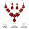 Conjunto de collar y pendientes de piedras preciosas estilo palacio retro europeo y americano, una pieza lujosa y elegante con circonita cúbica en forma de lágrima, perfecto para novias y vestidos de noche