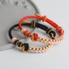 Pulsera tejida a mano con nudo concéntrico de flor de durazno, trenza de ocho hebras, con cuentas, escape, popular en el libro rojo pequeño, pulsera popular para parejas