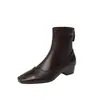 Botas adelgazantes de color liso, suela silenciosa, estilo simple y elegante para el trabajo, estilo coreano, tacón bajo grueso, punta cuadrada, tobillo elástico, mujer 2026 Otoño/Invierno