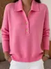 Nuevo Suéter para Mujer Otoño/Invierno 2026 Transfronterizo Europeo y Americano Tejido de Punto Cuello Solapa Media Botonadura Holgado Casual Prendas de Punto
