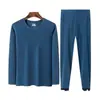 Conjunto de Ropa Interior Térmica Cálida para Hombre de Terciopelo Alemán Doble Cara de Invierno, Conjunto de Capa Base Protectora contra el Frío, Top y Pantalones Engrosados que Generan Calor para Otoño