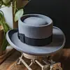 Sombrero de Lana Decorativo con Cinta de Venta Caliente Transfronteriza Estilo Pork Pie a la Moda Sombrero de Fieltro de Oveja