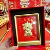 Oro Puro 999 Trae Riqueza Instantánea Exhibidor Nuevo Estilo Chino Conjunto Regalo de Negocios Marco de Fotos para el Hogar Adorno de Regalo
