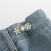 Botón de Cara Sonriente con Margarita para Cintura, Base Plana, Desmontable, Sin Coser, Botón de Cintura Reductor para Jeans, Reductor de Talla de Cintura