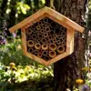 Casa Hexagonal de Madera Maciza para Insectos Casa para Mariposas Casa para Abejas Alimentador de Insectos Casa de Cría Colgante para Jardín