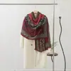 Bufanda estampada de algodón y lino de otoño e invierno con transmisión en vivo de una sola pieza, bufanda suave y agradable para la piel para mujer, chal exterior de doble uso