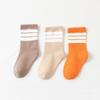 Meias Infantis 100% Algodão, Novas Meias de Cano Médio para Outono e Inverno, Meias Listradas Coloridas tipo Doce para Meninos e Meninas, Meias 100% Algodão para Bebês e Crianças Pequenas
