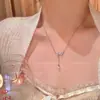 Colar Pingente Borla de Pérola Sintética Cravejado com Diamantes para Mulheres, Corrente Clavicular de Borla de Luxo Leve de Nicho, Acessório Doce Personalizado