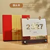 Calendario de Escritorio Acrílico con Marco de Madera Año del Cordero 2027, Calendario Mensual Estilo Chino, Regalo de Año Nuevo Corporativo para Amigos