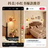 [Transfronterizo] Lámpara de Pared Pequeña Decorativa con Ambiente Colorido, Latón Retro Americano para Nicho, Luminaria de Madera Maciza para Dormitorio