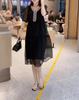 24388 Big Beauty Yiyuan 2024 Verano Nuevo Manga Corta Exquisito Cuello en V Holgado Adelgazante Vestido Midi para Mujer