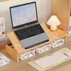 Suporte para laptop para mesa de dormitório, altura ajustável, suporte para tablet, base elevada para estação de trabalho, prateleira de armazenamento