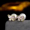 Pendientes de Perla Mariposa de Doble Uso Lujo Accesible Moda de Alta Gama Pendientes Elegantes Nuevo Estilo Caliente 2025 Pendientes Únicos para Mujeres
