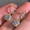Pendientes de circonita cuadrada en forma de U con hebilla para la oreja, de lujo, de alta gama, a la moda, con nuevo diseño moderno para mujer.