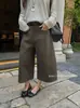 PANTALONES CASUALES DE PIERNA ANCHA RECTOS 7/8, Silueta Línea A Adelgazante de Moda Otoño T-PLATFORM2026 para Mujer 26110