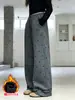 Pantalones de pierna ancha para niña con forro polar integrado, Novedad Otoño e Invierno 2025 Pantalones deportivos rectos para niño, Pantalones para niños mayores con forro polar y engrosados para invierno