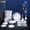 Serie de Clúster Azul y Blanco Wuhe Vajilla de Melamina Material de Grado Alimenticio Plato Comercial Cuchara para Arroz Cuchara para Sopa Base Aislante Plato para Frutas