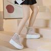 Sandálias Femininas de Solado Grosso 2026 Verão Novo Estilo Simples Fresco Cor Sólida Floral Botas Curtas Malha Respirável Botas Tendência