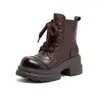 Jiezhou Colección Otoño 2026: Botas Martin de Cuero Lavado Vintage para Mujer con Acabado Texturizado, Diseño que Aumenta la Altura y Estiliza