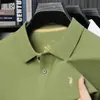 Camisa Polo de Manga Corta con Cuello de Algodón Mercerizado Opcional Multicolor para Hombre, Camisa Polo Bordada Exquisita de Gama Alta para Hombre