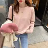 Camisa base versátil de corte solto original para mulheres, nova peça de outer wear para outono e inverno, suéter estiloso com gola redonda, blusa de tricô de manga longa para usar em camadas