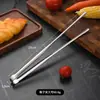Palillos de Acero Inoxidable 304 Estilo Coreano con Pinzas para Hielo Extendidas Dentadas, Pinzas para Comida Bbq Domésticas, Pinzas para Pan