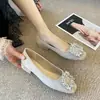 Hui Liya G3760-74 Hebilla Cuadrada Versátiles Planos para el Trabajo Estilo Francés Pedrería Tacón Grueso Bajo Zapatos de Mujer 2026 Modelo Nuevo