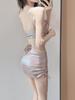 Traje de baño Bikini Femenino Cadena de Diamantes Polvo de Brillo Push-Up Tres Piezas Adelgazante Dividido Triángulo Traje de Baño Resort Aguas Termales