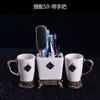 Conjunto de Cinco Peças para Banheiro em Cerâmica Lavatório Conjunto de Higiene Pessoal Diária Estilo Europeu Copo para Enxaguar a Boca Copo para Escovar os Dentes Presente de Casamento Presente
