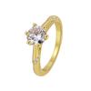 R0517 Anillo de Moda Simple Elegante Estilo Francés para Mujer Latón Chapado en Oro Zircón de Seis Garras Vintage Combinable Anillo de Dedo