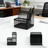 Porta Plumas de Papelería Multifuncional de Dos Compartimentos para Escritorio Oficina Estudio Suministros Malla de Hierro Porta Plumas Multifuncional Combinación de Papelería