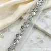 Renda deslumbrante de strass de luxo para roupas DIY, bainhas, decoração de chapéus e acessórios