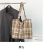 Bolsa de ombro grande de outono e inverno, estilo japonês, estilo Ins, bolsa xadrez para todas as combinações, bolsa de lona feminina, bolsa tote para estudantes e viajantes
