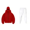 Nova Temporada Moletom com Capuz Duplo e Zíper DIY Liso Masculino Feminino Outono Inverno Conjunto de Calça de Moletom com Capuz e Zíper para Casal