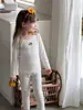 Conjunto de Ropa de Otoño para Niños Anmeiya, Algodón de Colores, Forro Polar Suave, Cintura Alta, Protección Abdominal, Cuello Alto, Puños, Ropa de Casa para Niños