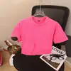 230g Para Mujer Super Corta Manga Corta Peso Pesado Algodón Puro Lavado Vintage Holgada Hombro Caído Mayoreo