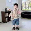 Conjunto de Verano para Niños Nuevo Elegante Pantalones Cargo de Manga Corta para Niños Conjunto de Dos Piezas Ropa Delgada de Verano para Bebé
